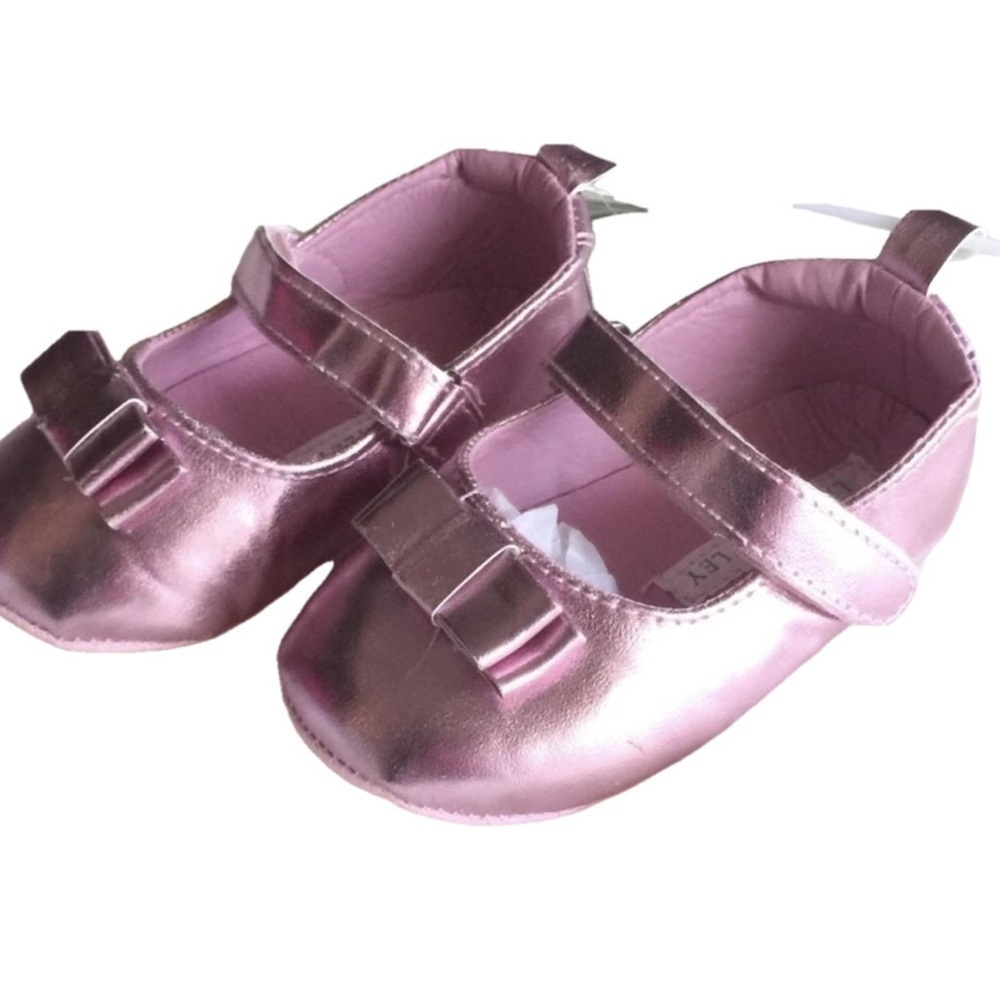 Laura Ashley Mary Jane’s Pink Metallic Bow Babies Toddler’s Shoes